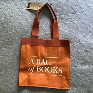 Barnes & Noble Tote Bag Unisex OS Orange New A Bag of Books Organic Cotton
